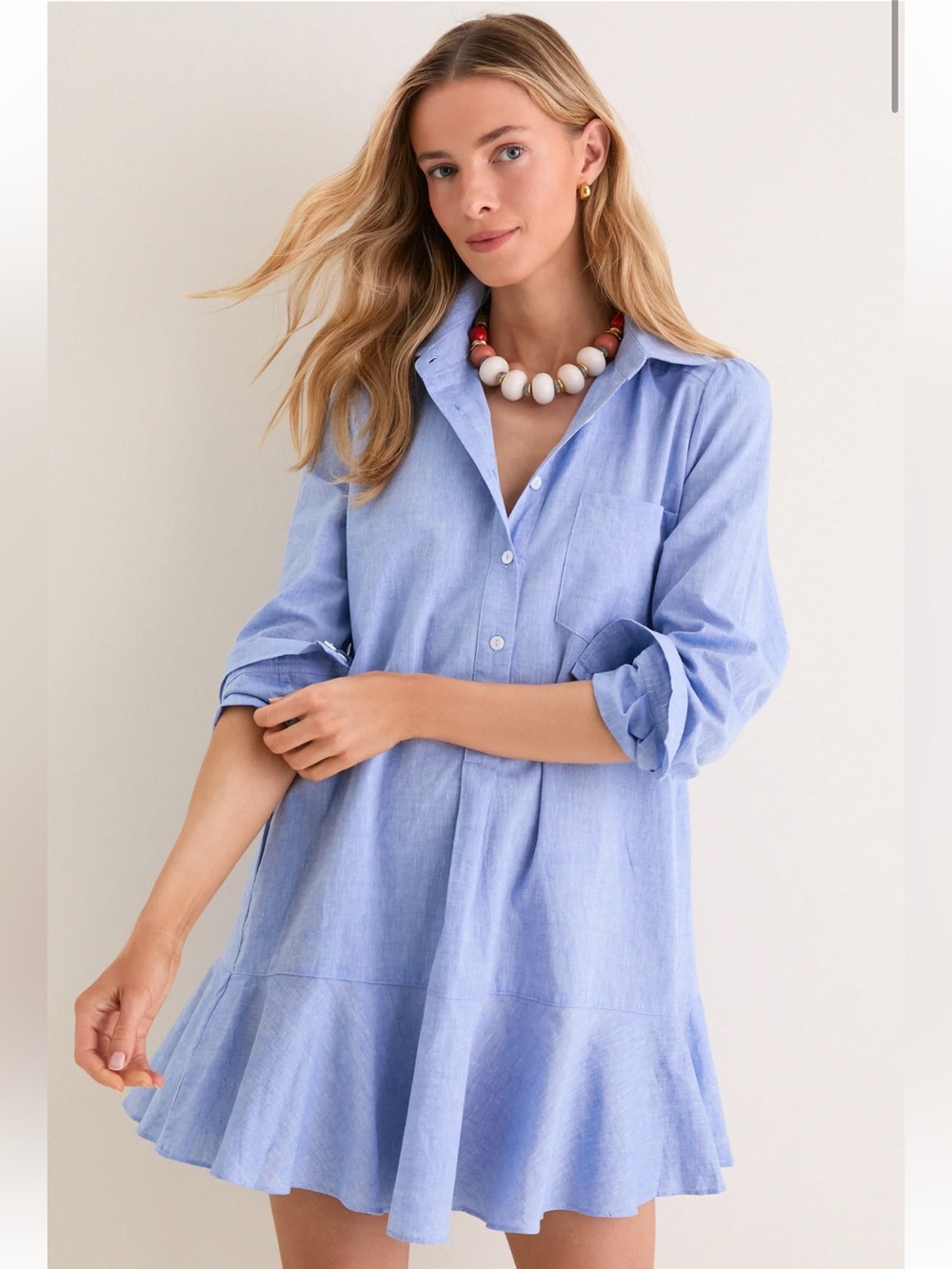 Tuckernuck Chambray Callahan Shirt Dress blue cotton linen button up